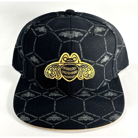 Mitchell & Ness Patron Tequila Bumble Bee Embroidered Snapback Black & Gold Hat - Picture 1 of 9